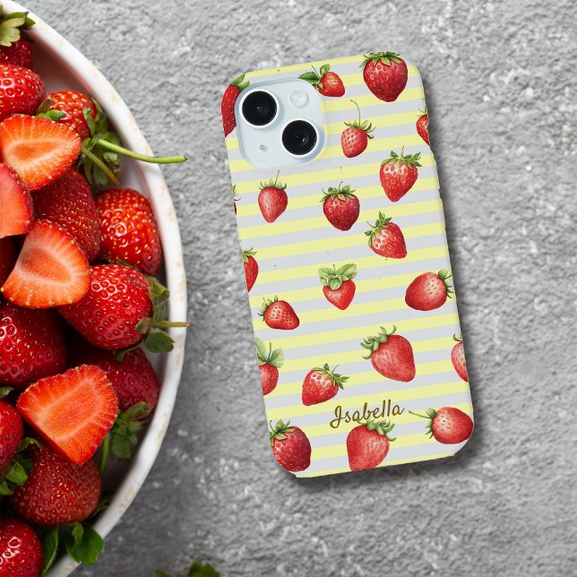 Strawberry Vanilla Stripes Personalize Iphone Case (Creator Uploaded)