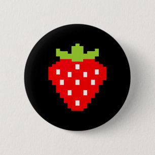 Strawberry Video Game Player 1  2 Inch Round Button