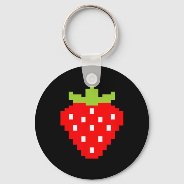 Strawberry Video Game Player 1  Keychain (Front)