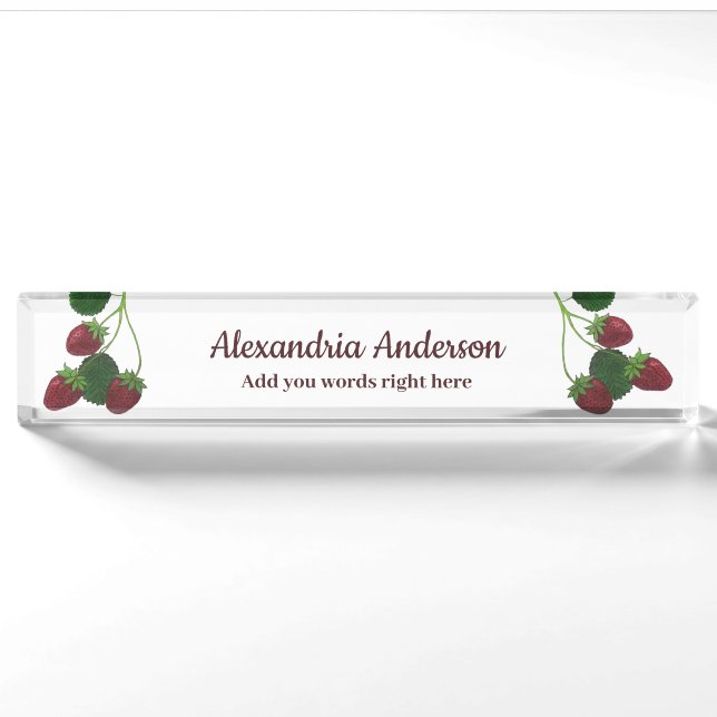 Strawberry Vine Desk Nameplate (Front)