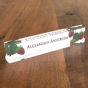 Strawberry Vine Desk Nameplate