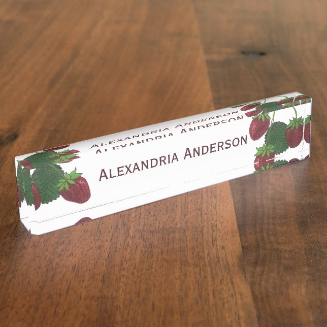 Strawberry Vine Desk Nameplate (Side)