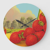 Strawberry Vintage Crate Art Kitchen Clock