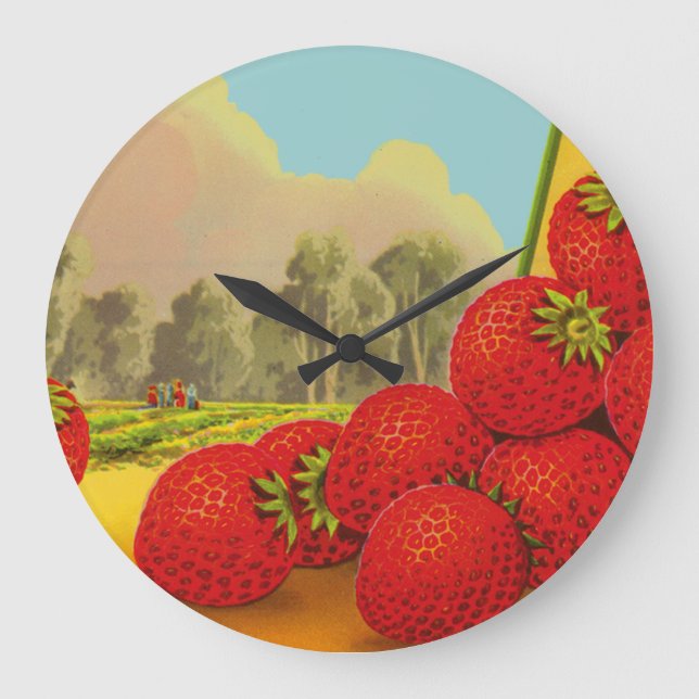 Strawberry Vintage Crate Art Kitchen Clock (Front)