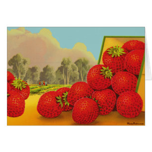 Strawberry Vintage Fruit Crate Art Blank Card