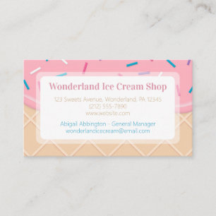 Strawberry Waffle Cone Ice Cream Business Card