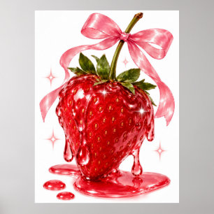 Strawberry Wall Art   Juicy Coquette Fruit Poster