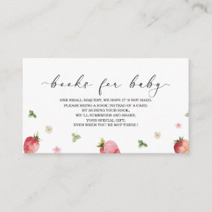 Strawberry Watercolor baby shower books for baby Enclosure Card