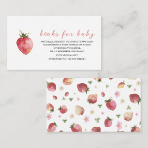 Strawberry Watercolor baby shower books for baby Enclosure Card