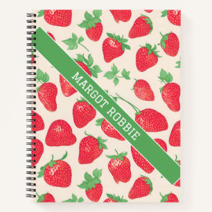 Strawberry Watercolor Colorful Pattern Notebook