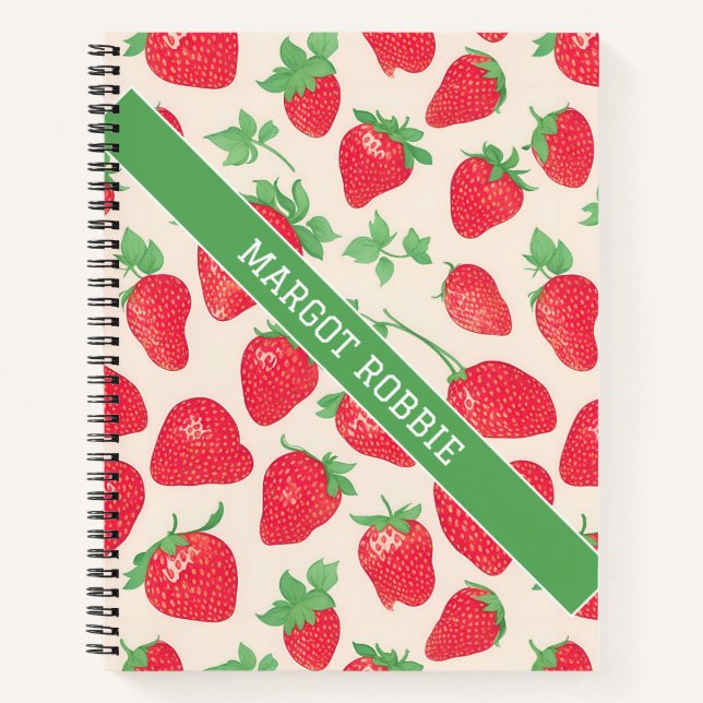 Strawberry Watercolor Colourful Pattern Notebook (Front)