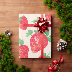 Strawberry Watercolor Colourful Pattern Wrapping Paper
