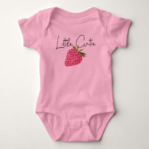 Strawberry Watercolor Little Cutie Baby Bodysuit