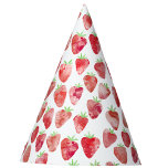 Strawberry Watercolor Party Hat<br><div class="desc">Cute,  sweet and modern watercolor strawberry design. Original art by Nic Squirrell</div>