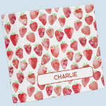 Strawberry Watercolor Personalized Binder<br><div class="desc">Sweet and delicious strawberry watercolor pattern in red,  pink and white.  Original art by Nic Squirrell. Change the name to personalize.</div>