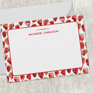 Strawberry Watercolor Personalized Card