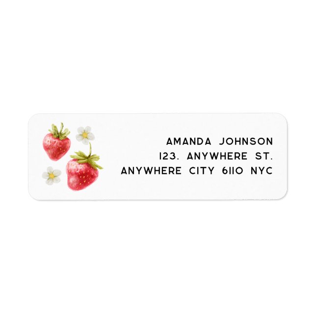 Strawberry Watercolor Return Address (Front)