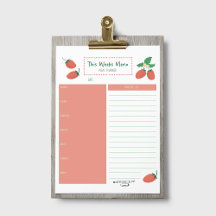 Strawberry Weekly Meal Grocery List Planner