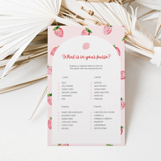 Strawberry What Is In Your Purse Baby Shower Game (Creator Uploaded)