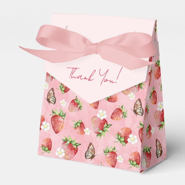 Strawberry with Butterfly Favor Box (Front Side)
