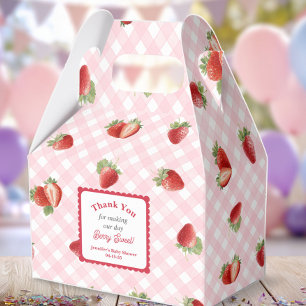 Strawberry with pink Gingham-Baby Girl Shower Favor Box