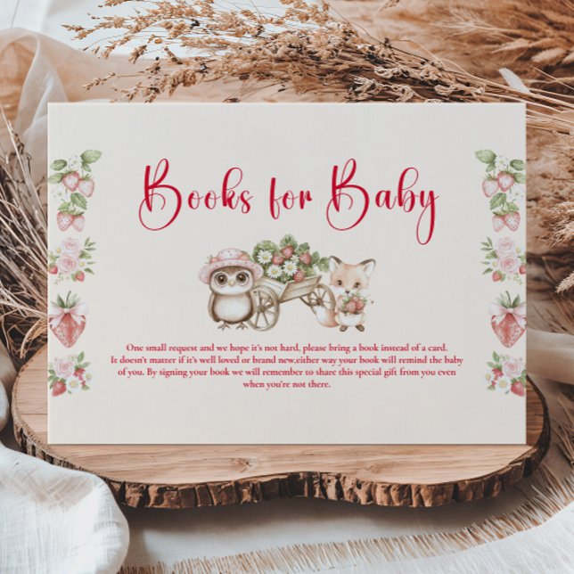 Strawberry Woodland Baby Shower Books for Baby  Enclosure Card (Creator Uploaded)