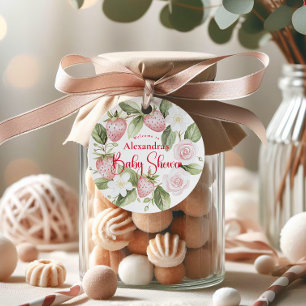 Strawberry Woodland Baby Shower Classic Round Sticker