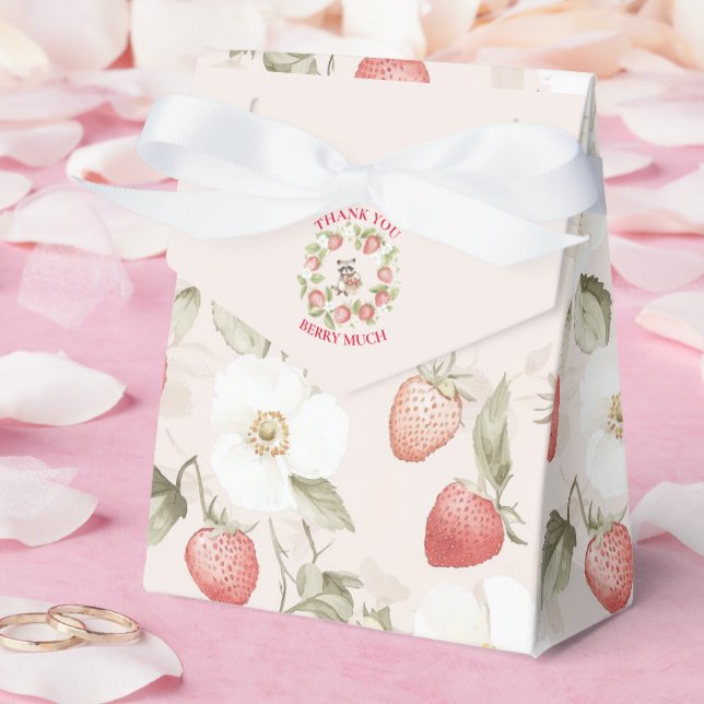 Strawberry Woodland Baby Shower Favor Box (Wedding)