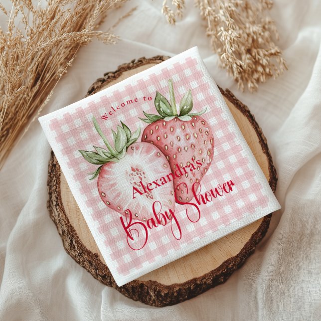 Strawberry Woodland Baby Shower Napkin (Creator Uploaded)