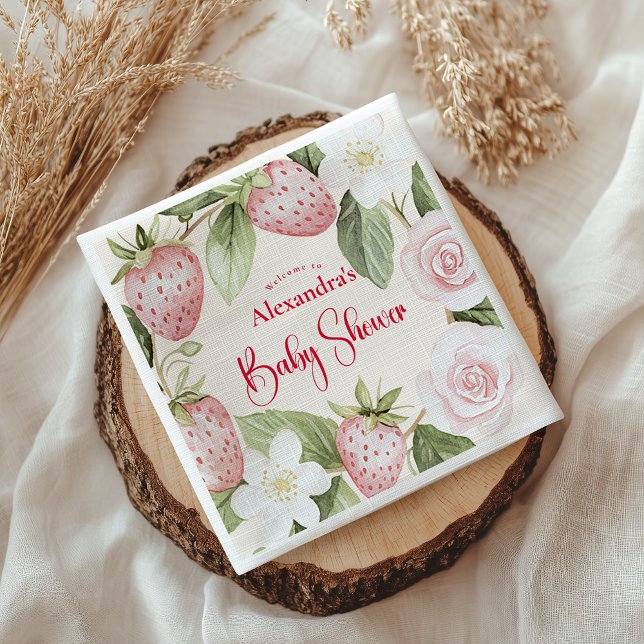 Strawberry Woodland Baby Shower Napkin (Creator Uploaded)