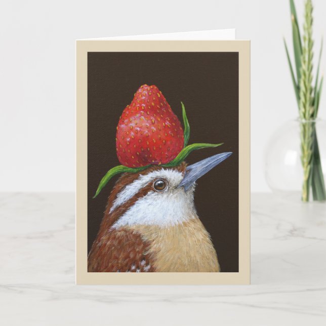 Strawberry wren greeting card (Front)