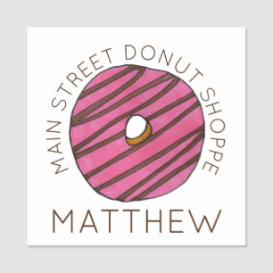 Strawberry Zebra Stripe Doughnut Doughnut Pastry Name Tag