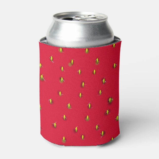Strawsberry Background red Can Cooler (Can Front)