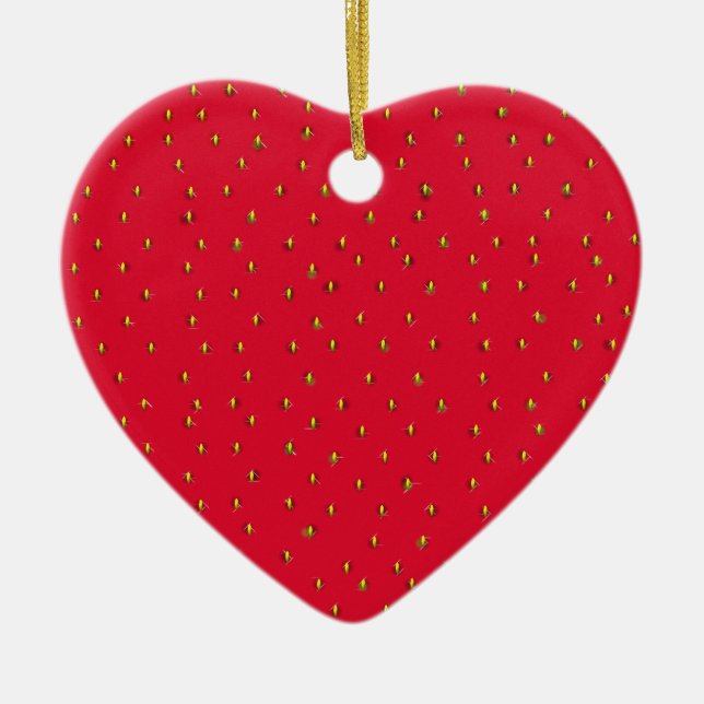 Strawsberry Background red Ceramic Ornament (Front)