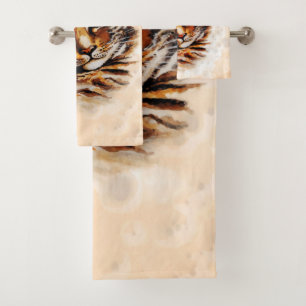 Stray Cat Portrait Watercolor Artwork Bath Towel Set