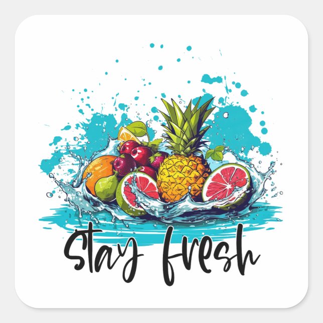 Stray Fresh - Summer - Watercolor Tropical Fruits Square Sticker (Front)