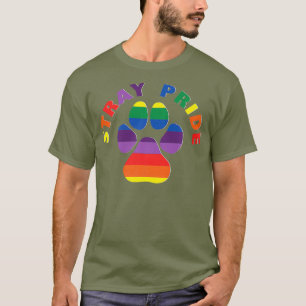 Stray Pride  Cat Dog Animal Rescue Rainbow Paw T-Shirt