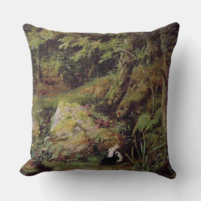Stray rabbits throw pillow (Front)