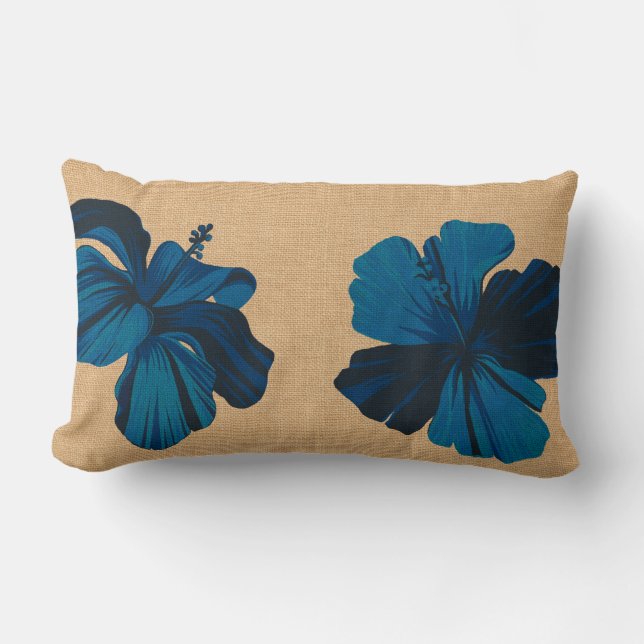Streaky Hawaiian Hibiscus FauxLinen Lumbar Pillows (Front)