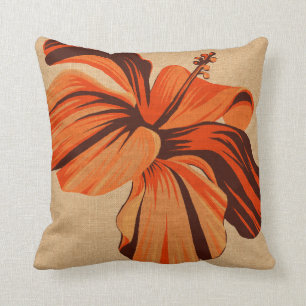 Streaky Hawaiian Hibiscus FauxLinen Square Pillows