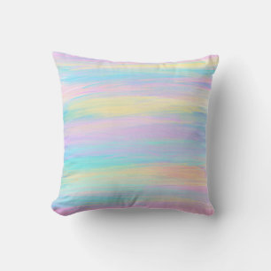 Streaky Paint Stripes Multicolor Throw Pillow