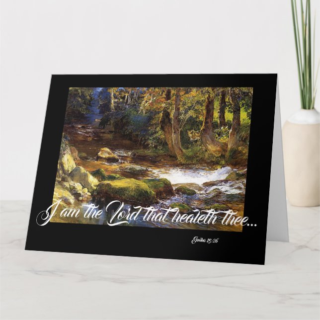 Stream Deer Trees God Heals Big Greeting Card (Front)