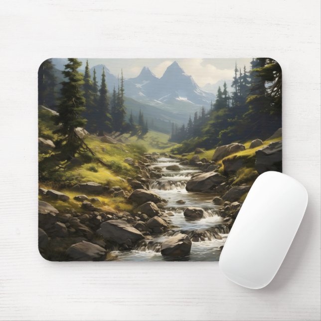 Stream in Mountains Mouse Pad (With Mouse)