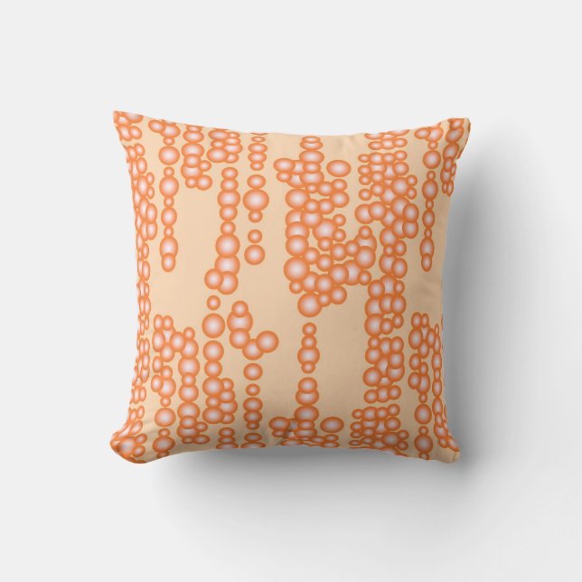 Stream of bubbles, peach throw pillow (Front)