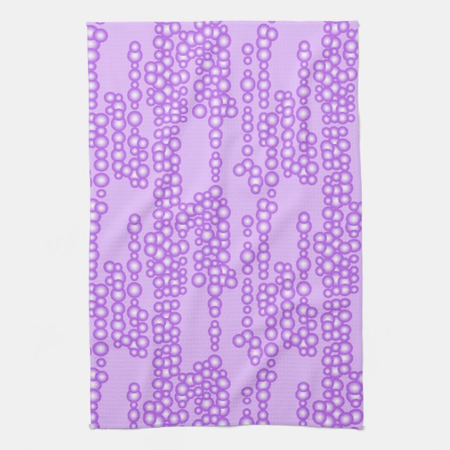 Stream of bubbles, shades of lavender kitchen towel (Vertical)
