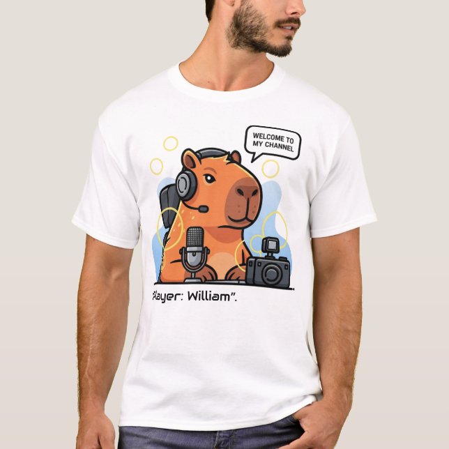 Streamer Capybara T-Shirt – Personalized Gamer App (Front)