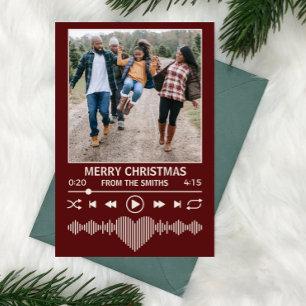 Streaming Music Red Player Photo Christmas Holiday Card