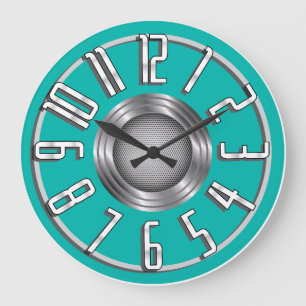Streamline Art Deco Wall Clock - Aqua