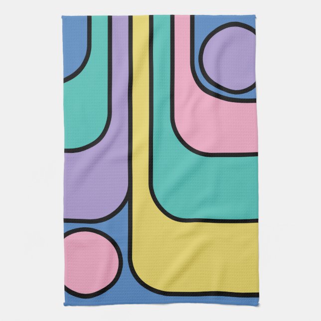 Streamline Moderne Retro Style Geometric Design Kitchen Towel (Vertical)