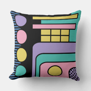 Streamline Moderne Retro Style Geometric Design Throw Pillow